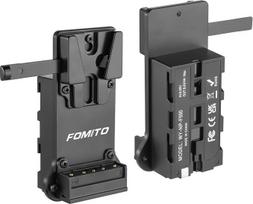 „FOMITO“ NP-F970, F750, F550 imitacinės baterijos į „V-Mount“ plokštę maitinimo adapteris, skirtas fotoaparatų ir monitorių „Neewer F100“, „FEELWORLD FW568“, „F5“, „T7“, LED vaizdo apšvietimo lempoms CN160, CN216, YN300 II, YN-600, W260