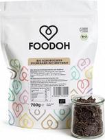 „FOODOH“ ekologiškos šokolado drožlės, 150 g – mažai cukraus, 62 % kakavos, su eritritoliu