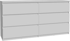 „FORTE Chelsea Modern“ komoda „155“ su 6 stalčiais, balta, 154 cm pločio x 79,9 cm aukščio x 42,2 cm gylio