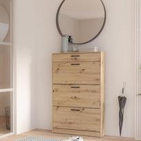 „Forte NIKO“ batų spinta 80 90, „Skandi“ spinta, 3 atverčiamieji skyriai, 1 stalčius, medžio kompozitas, prieškambaris, sandėliukas, „Artisan Oak Wood“ apdaila, 83,2 cm pločio x 127,7 cm aukščio x 20,4 cm gylio