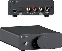 „Fosi Audio Q6 Mini“ stalinis DAC, USB-C skaitmeninis-analoginis garso keitiklis, skirtas namų stereo stiprintuvams ir ausinių stiprintuvams, optinis/koaksialinis įėjimas, RCA išėjimas/subwooferio išėjimas, aukštos raiškos 32 bitų/768 kHz DSD512