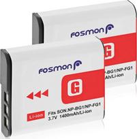 „Fosmon“ pakaitinis „Sony NP-FG1 / NP-BG1“ (3,7 V / 1400 mAh) didelės talpos pakaitinis įkraunamas ličio jonų tipo G akumuliatorius, skirtas „Sony“ fotoaparatams (2 vnt. rinkinys)
