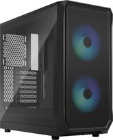 „Fractal Design Focus 2 RGB Black“ – grūdintas stiklas su skaidriu atspalviu – tinklinis priekinis skydelis – komplekte du 140 mm „RGB Aspect“ ventiliatoriai – ATX žaidimų korpusas | Kompiuterio korpusas su grūdintu stiklu, dviem 140 mm „RGB Aspect“ venti