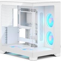 „Fractal Design Pop 2 Vision White RGB“ kompiuterio žaidimų korpusas su panoraminiu stiklu – dviejų skyrių konstrukcija – 4 atvirkštiniai RGB ventiliatoriai – ATX/E‑ATX/MATX/ITX