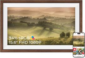 „Frameo“ 15,6 colių skaitmeninė nuotraukų rėmelė su „WLAN“, pagaminta iš riešutmedžio, 94 % sRGB, 1920 x 1080