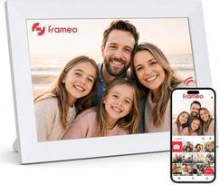 „Frameo“ skaitmeninė nuotraukų rėmelė su „Wi-Fi“ VESWWE, 10,1 colio, 1280x800 raiškos IPS jutiklinis ekranas, integruota 32GB atminties, automatinis vaizdo pasukimas, leidžiantis iškart peržiūrėti nuotraukas ir vaizdo įrašus (balta)