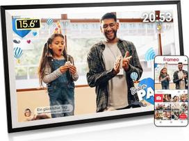 „Frameo“ skaitmeninė nuotraukų rėmelė, 15,6 colių, „Full HD“ – „Wi-Fi“, jutiklinis ekranas su valdymu per programėlę, vaizdo įrašai su garsu, 32GB atminties, dovana mamai, tėvams ir seneliams