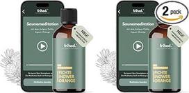 „frihed.®“ ekologiškas saunos aromatas „Eglė, imbieras ir apelsinas“ su meditacijos programėle – labai koncentruotas saunos aliejus – šildantis – ilgai išliekantis aromatas – pagamintas Lüneburge (2 vnt. pakuotė)