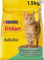„FRISKIES“ su triušiena, vištiena ir daržovėmis – 1,5 kg – sausas maistas suaugusiems katėms