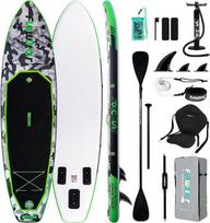 „FunWater“ 330 cm pripučiama stovinčiojo irklavimo lenta – pilnas komplektas su irklu, kuprine, mobiliojo telefono dėklu, 3 pelekais, pompa, sėdynėle ir peties diržu – SUP lenta pradedantiesiems ir pažengusiems vartotojams
