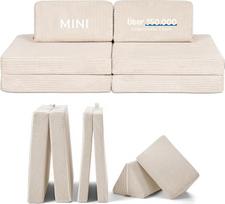 „Funzy“ „Mini“ žaidimų sofa vaikams – „Mini“ kūrybingam žaidimui, modulinė žaidimų sofa, plaunamas užvalkalas, tvirta ir ilgaamžė, sertifikuota pagal „Oeko-Tex 100“ standartą, spalva – kreminė-smėlio