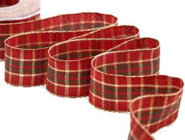 „Furlanis“ – „Noel Tartan“ juostelė, Kalėdų dekoracija, itališkas audinys – raudona, 40 mm x 20 m