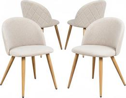 „FurnitureR“ 4 valgomųjų kėdžių rinkinys, minkštos kėdės, virtuvės kėdės, patogios sėdynės iš vilnonio audinio, skirtos valgomajam, svetainei, poilsio zonai, namams, smėlio spalvos