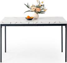 „FurnitureR“ valgomojo stalas, stačiakampis virtuvės stalas su marmuro efektą imituojančiu faneruotu stalviršiu, skirtas valgomajam ir svetainei, 120 x 70 x 75 cm, baltas