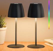 „FUYO 2“ belaidės stalo lempos, vandeniui atsparios LED baterinės stalo lempos, su šviesos reguliavimo funkcija, šiltos baltos ir RGB spalvų, skirtos naudoti lauke, restoranuose, miegamuosiuose, baruose ir kempinguose (juodos)