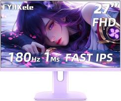 „FYHXele“ 27 colių žaidimų monitorius, 180 Hz, FHD 1920×1080p, „Fast IPS“ kompiuterio ekranas namams ir biurui, 1 ms MPRT, 100 % sRGB, HDR, „FreeSync“, HDMI ir DP, VESA 100 x 100, violetinis