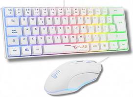 „G-Lab Combo“ vandenilio technologijos žaidimų klaviatūra ir pelė – balta, QWERTY ES