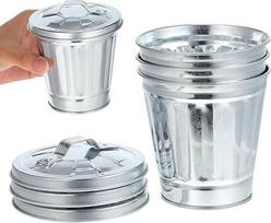„Gadpiparty“ mini šiukšliadėžė su dangčiu, cinkuoto metalo šiukšliadėžė, maža šiukšliadėžė, skirta rašomajam stalui, stalviršiui ir vonios kambariui, universali rašiklių dėžutė ir mini vazonas, 9,5 x 9 x 9 cm, 3