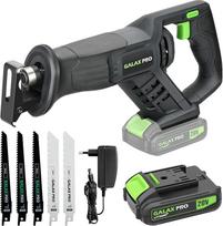 „Galax Pro 20V“ akumuliatorinis švytuoklinis pjūklas – belaidis ir galingas, skirtas medžio ir metalo pjovimui | Komplekte yra akumuliatorius, įkroviklis ir 5 pjūklo peiliai, 22 mm eiga