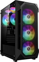 „GAMDIAS Aura GC1 Elite ARGB“ ATX žaidimų kompiuterio korpusas „Midi-Tower“ tipo, 4 vnt. 120 mm ARGB ventiliatoriai, priekinis skydelis su tinkleliu, užtikrinančiu didelį oro srautą, šoninis skydelis iš grūdinto stiklo, montuojamas be įrankių, sinchroniza
