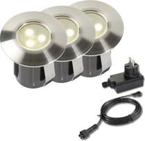 „Garden Lights®“ beržo medžio įleidžiamų grindų sodo šviestuvų rinkinys – 12 V, 0,5 W LED – nerūdijantis plienas – IP67 atsparumas vandeniui – tinka montuoti soduose, takuose ar privažiavimuose