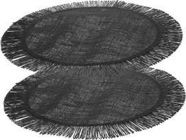 „Garneck“ 2 vnt. apvalių servetėlių rinkinys, austi, juodi, 38 cm, stalo įrankių servetėlė, atspari karščiui, dekoratyvinė padėkliukė, skirta valgomojo stalui, kavinei ir restoranui