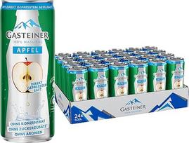 „Gasteiner“ – 100 % natūralus, 330 ml skardinės, gazuotas vanduo su šviežiais obuolių sultimis