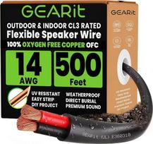 „GearIT“ 14/2, 150 pėdų, 14 AWG lauko garsiakalbių kabelis su tiesioginiu įžeminimu / montavimui ant sienos, CL3, CL2, 2 laidai, be deguonies varis, juodos spalvos