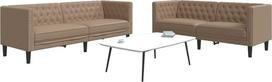 „Gecheer“ 2 dalių „Chesterfield“ sofų komplektas, „Cappuccino“ spalvos dirbtinė oda, moderni minkšta sofa, skirta svetainei, miegamajam ir žaidimų kambariui, 3209279