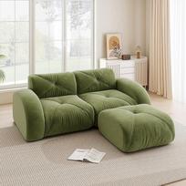 „Gecheer“ modulinė sofa su taburete, moderni dvivietė sofa, 32D putų užpildas, minkštas šenilio audinys, tinka gyvūnams, neslystantis