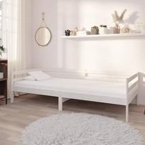 „Gecheer“ medinė dienos lova su čiužiniu, išskleidžiama sofa, išskleidžiama sofa, sofos-lovos rėmas, viengulė lova, 90 x 200 cm, baltojo pušies masyvo mediena