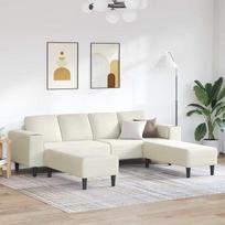 „Gecheer“ sofų komplektas „Creme Samt“ – moderni minkšta sofa, skirta svetainei, miegamajam ir žaidimų kambariui 3335129