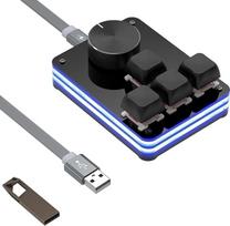„Geekria USB Mini 4-Key + Knob“ klaviatūra, viena ranka valdoma mechaninė žaidimų klaviatūra. Klaviatūra su pritaikomomis klavišų funkcijomis, RGB apšvietimu ir „Silent Red“ ašimis, suderinama su „Windows XP/7/8/10/11“ ir „Mac OS“