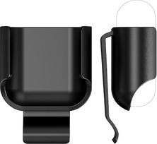 „Geekria“ 2 ausinių rinkinys su itin lengvu dėklu su diržo spaustuku, maišeliu/prikabinamuoju dėklu, suderinamas su „Apple AirPods 2“, su prieiga prie įkrovimo prievado (juodas)