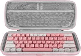 „Geekria“ 60 % kompaktiškas klaviatūros dėklas, kietas kelioninis dėklas, skirtas 61 klavišo mechaninei kompiuterio klaviatūrai, suderinamas su „SteelSeries Apex Pro Mini“ / „New Apex 9 Mini“, „HyperX Alloy Origins 60“ (rožinis)