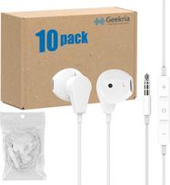 „GEEKRIA“ ausinės su 3,5 mm kištuku ir mikrofonu, aukščiausios kokybės laidinės ausinės didmeninėje pakuotėje – stereo ausinės su mikrofonu ir garsumo reguliatoriumi, prieinamos kainos didmeninės ausinės (10