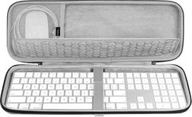 „Geekria“ klaviatūros dėklas, kietas apsauginis kelioninis dėklas, suderinamas su „Apple Magic Keyboard“ klaviatūra su skaitmenine klaviatūra ir „Apple Magic Mouse“ pele (komplektas) (šviesiai pilkos spalvos)