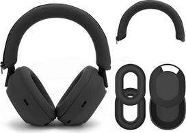 „Geekria“ silikoninių ausinių apsaugų rinkiniai, suderinami su „Sony WH-1000XM5“ ir „WH-1000XM5“ belaidėmis ausinėmis, apsauga nuo įbrėžimų, ausinių antgaliai, galvos juostos apsauga, korpuso apsauga (juoda)