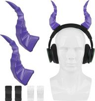 „Geekria“ universalūs demoniško drakono ragų ausinių papuošalai, lengvai užsegamas cosplay aksesuaras, skirtas ant ausų uždedamoms žaidimų ausinėms (violetinės spalvos)
