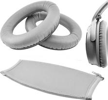 „Geekria“ „Bose QuietComfort“ QC35, QC25, QC2, QC15 ausinių atsarginės ausų pagalvėlės + galvos juostos dangtelis / ausų pagalvėlės / ausinių kaušeliai / ausų dangteliai / ausų pagalvėlių remonto detalės / galvos juostos apsauga (pilka)