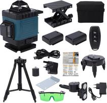 „Geevorks“ 4D 16 linijų gulsčiukas, 4x360° žalias spindulys, 3° automatinis išlyginimas, 40 m darbo nuotolis su 3/8" adapteriu, magnetinė pėda, nuotolinio valdymo pultas orientavimui statybvietėje (ES kištukas)