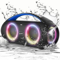 „Gemini Sound GGO-230L“ 50 W „Bluetooth“ grotuvas: nešiojamas belaidis garsiakalbis su FM radiju, IPX5 atsparumu vandeniui, LED vakarėlių apšvietimu, išoriniu akumuliatoriumi ir ilgai veikiančiu akumuliatoriumi