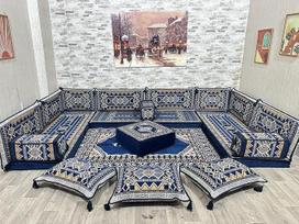 „Generisch Oriental“ kampinis grindų sofos komplektas | Sėdimoji pagalvėlė, grindų sofa