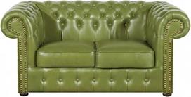 „Generisch VELCHESTER“ Chesterfield alyvuogių žalios spalvos natūralios itališkos odos dvivietė sofa, 160 cm, rankų darbo, prabangus dizainas