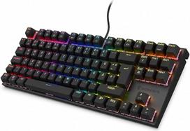 „Genesis Thor 303 TKL“ mechaninė žaidimų klaviatūra QWERTZ, žaidimų klaviatūra su rudais jungikliais, 80 % dydžio, „Outemu Brown“, „Hot-Swap“, RGB apšvietimas, 88 klavišai, „Anti-Ghosting“ funkcija, USB-A, juoda