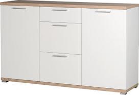 „Germania GW-Top 3201-178“ baltos spalvos bufetas su „Sonoma“ ąžuolo imitacija, 144 x 88 x 40 cm (plotis x aukštis x gylis)