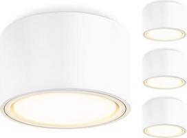„GeyouLux“ LED paviršinio montavimo prožektorius su GX53 lempute, 6 W, aliuminis, 3000 K, baltas, 4 vnt. rinkinys | Ø95x55 mm, 230 V, 680 LM, Šilta balta, ant sienos montuojamas lubinis prožektorius, apvalus, skirtas montuoti prie lubų, miegamasis, svetai