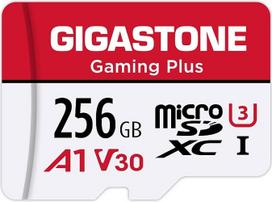 „GIGASTONE Gaming Plus“ „Micro SD“ kortelė, 256GB + SD adapteris, suderinama su „Switch 1“, SD kortelės skaitymo greitis iki 100MB/s. „MicroSDXC“ atminties kortelė, UHS-I, A1, U3, V30, 10 klasė, 4K UHD vaizdo įrašai