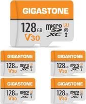 „GIGASTONE“ 128GB „MicroSDXC“ atminties kortelių rinkinys (5 vnt.) su „SD“ adapteriu, skirtas „GoPro“ veiksmo kameroms, dronams, „DJI“ įrenginiams, planšetėms ir „Switch 1“, greitis iki 95MB/s, UHS-I, U3, V30, 10 klasė, 4K UHD vaizdo įrašams skirta „Mic
