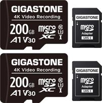 „GIGASTONE“ 200GB „Micro SD“ kortelė, A1, V30, suderinama su 4K vaizdo įrašymu, tinka vaizdo stebėjimo kameroms, automobilių vaizdo registratoriams ir dronams, 100MB/s „MicroSDXC“ atminties kortelė, UHS-I su adapteriu